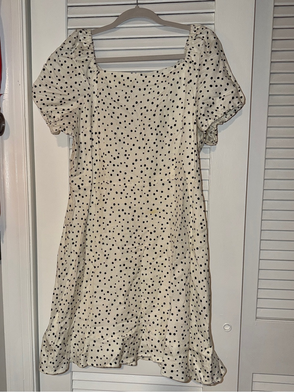 LOFT Ivory Mini Dress with Black Polka Dots
